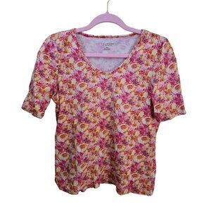 Talbots Pink Yellow Spring Floral Jersey Size Mp
